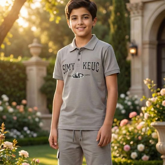 صورة طقم ولادي قطني من قطعتين.